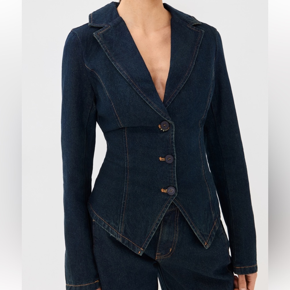 Lioness Dark Blue Denim Blazer